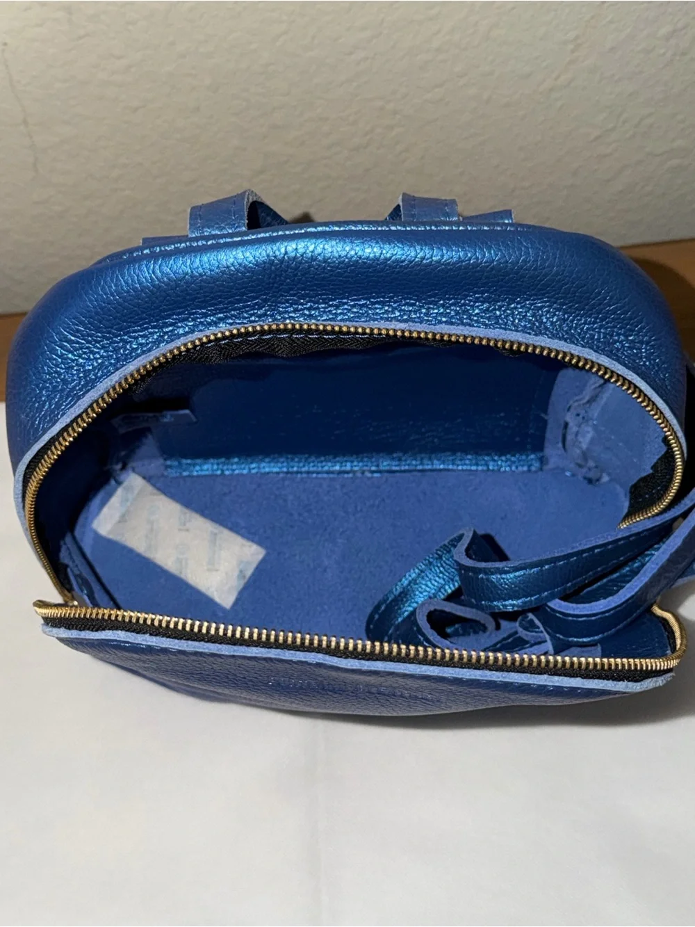 NWT Portland Leather convertible backpack Rue Comet Blue Metallic